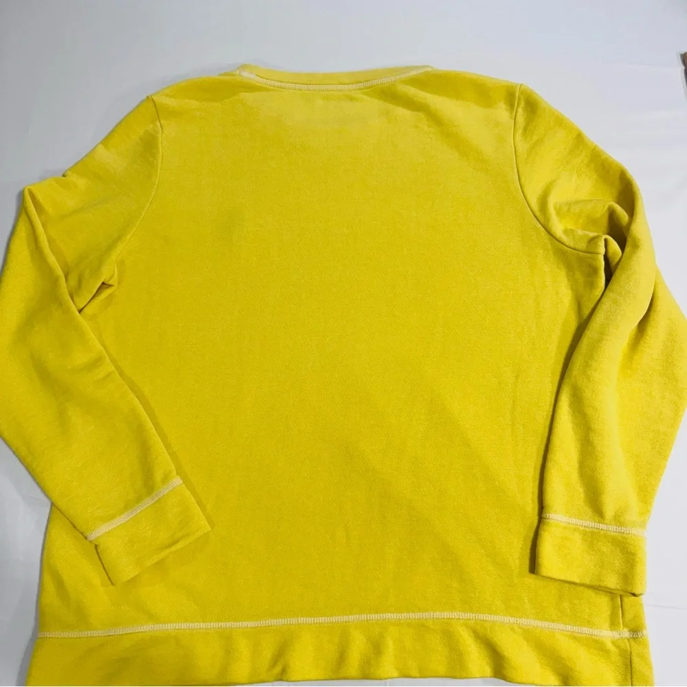 Kim Rogers Yellow Crewneck Lightweight Sweatshirt,Palm Tree Embroidered Logo, XL - Picture 6 of 11